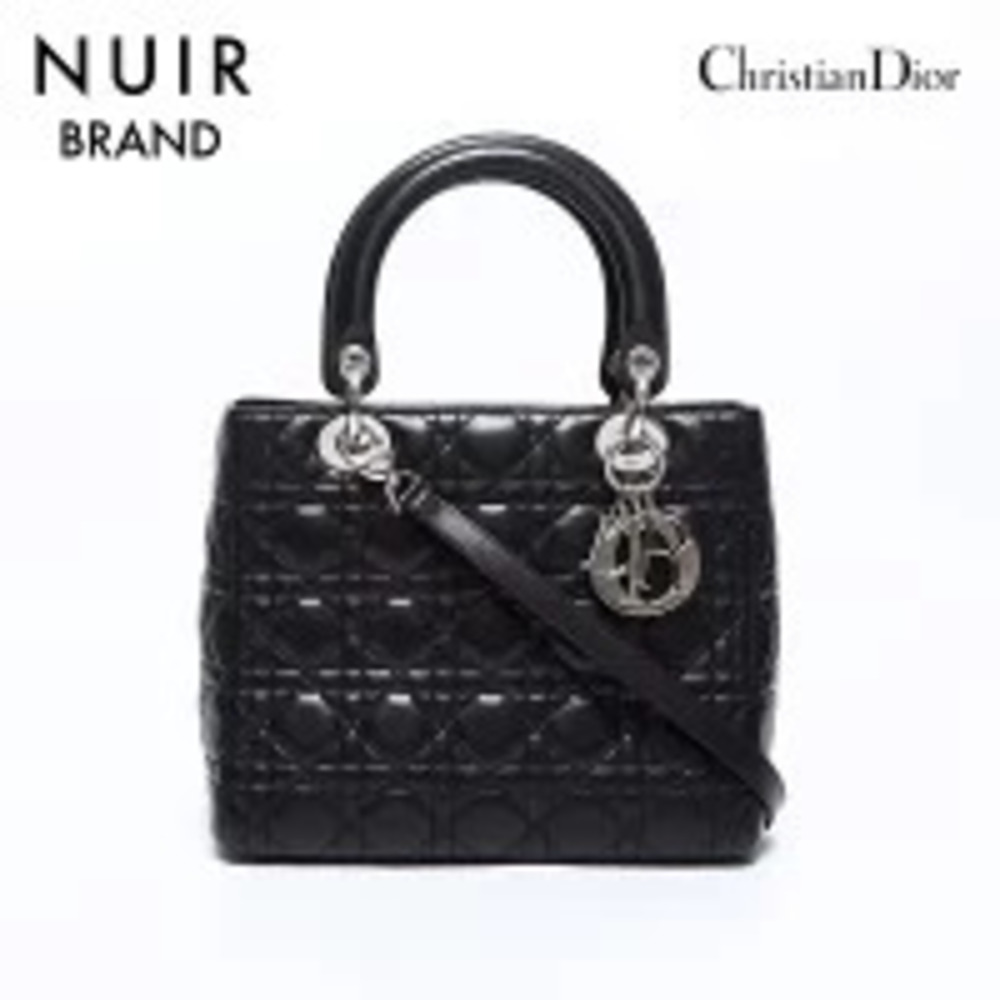 Christian Dior Lady Leather Shoulder Bag Black